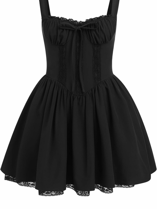 Dresses & Skirts - NWT - Black corset Lace-Trim Fit & Flare dress
